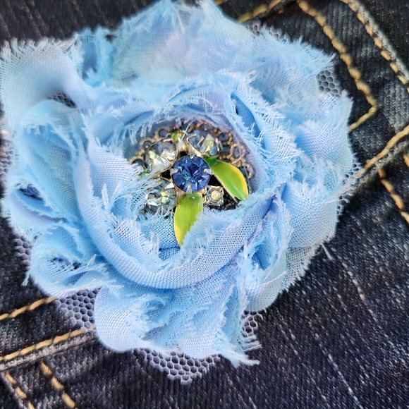 Vintage Trims Upcycled Denim Jacket  - Medium - Picture 2 of 10